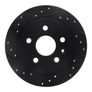 Buick Regal Brake Rotor (1) - Rear Left - R1 Concepts - Drilled & Slotted - Black - `11-`16